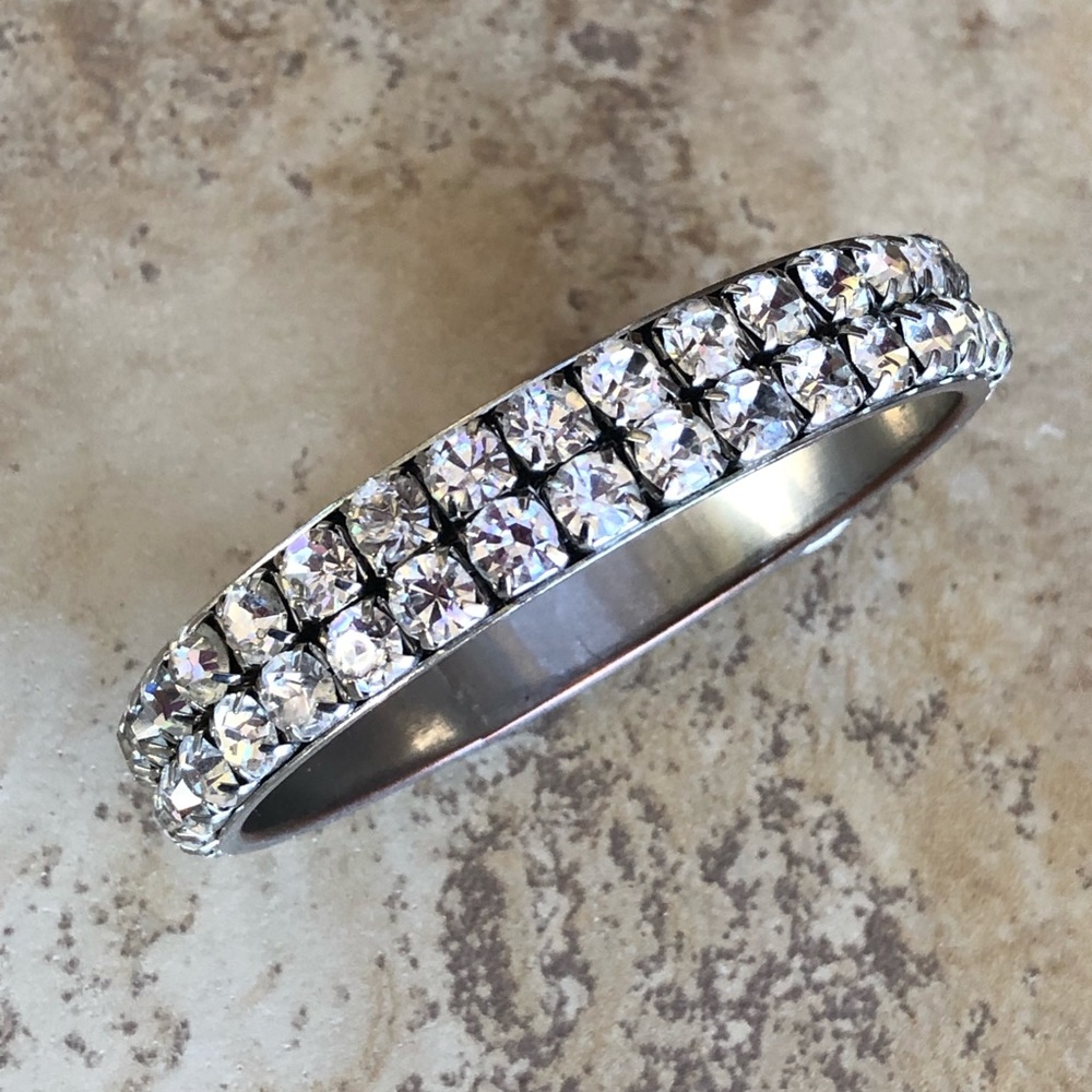 Vintage 1960’s Rhinestone Bangle Bracelet Large